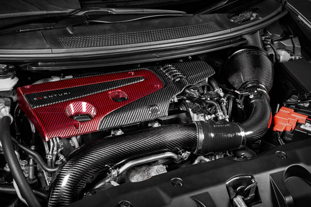 Motorabdeckung Honda FK8 FK2 Schwarz-Rot Eventuri