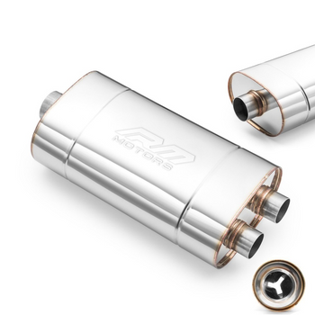 Silenciador Deportivo E004 Elíptico – Repujado, Universal, Acero Inoxidable T304