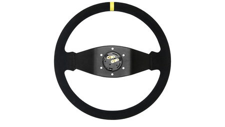 Volante SLIDE 350 mm suede nero Yellow Strip - offset 90 mm