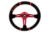 SLIDE steering wheel 350 mm suede red - 80 mm offset 