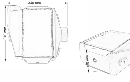 Water Intercooler 115x255x150 3" 1x90° 1x0°