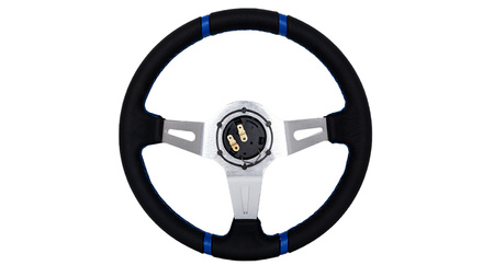 SLIDE steering wheel 350 mm leather blue - 90 mm offset 