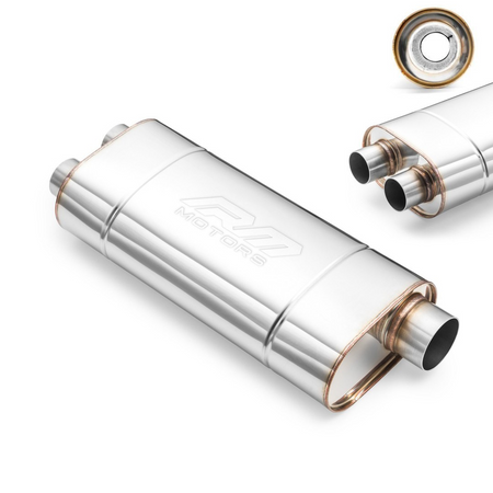 Marmitta Sportiva Passante EM005 Ellittica – Senza Stampatura, Universale, Acciaio Inossidabile T304