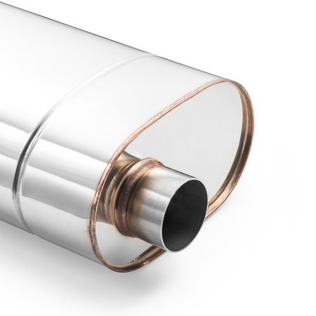 Sportauspuff Schalldämpfer E007 Elliptisch – Geprägt, Universell, Edelstahl T304