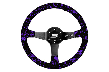 SLIDE steering wheel 350 mm wood hydrographic purple - 90 mm offset