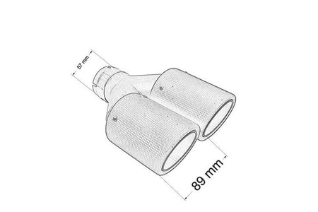 Double sortie d’échappement 2×89 mm, entrée 57 mm – carbone, taille XL  