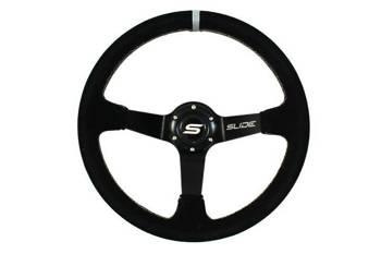 SLIDE steering wheel 350 mm suede Silver Strip - 90 mm offset