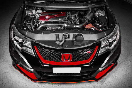 Motorabdeckung Honda FK8 FK2 Schwarz-Rot Eventuri
