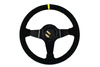 SLIDE steering wheel 350 mm suede Yellow Strip - 90 mm offset 