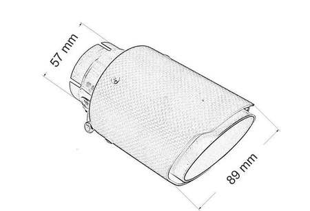 Auspuffblende 89 mm, Eingang 57 mm – Carbon, Größe M  