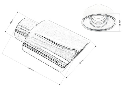 Punta de escape 120×75 mm, entrada 63 mm – pulida  