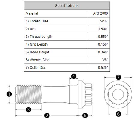 Connecting Rod Bolts 5/16 UFN x 1.5 ARP2000 – set of 8 ARP