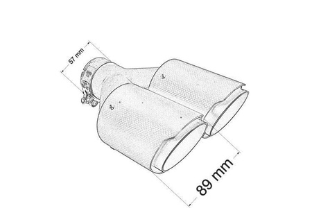 Punta de escape doble 2×89 mm, entrada 57 mm – carbono, talla L  