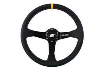 SLIDE steering wheel 350 mm carbon Yellow Strip - 90 mm offset