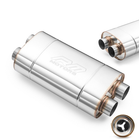 Sport Performance Exhaust Muffler E006 Elliptical – Embossed, Universal, Stainless Steel T304