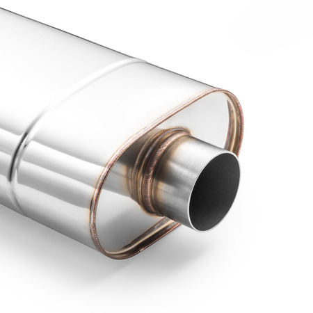 Sportauspuff Schalldämpfer EM001 Elliptisch – Geprägt, Universell, Edelstahl T304