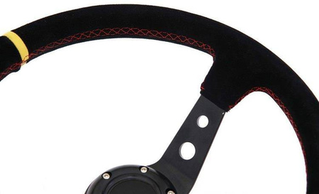 Volante deportivo PRO 350 mm ante amarillo – offset 80 mm  