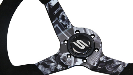 SLIDE steering wheel 350 mm suede hydrographic grey - sport, 90 mm offset