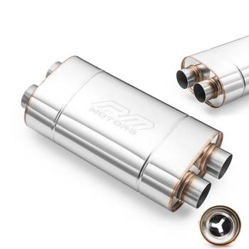 Silenciador Deportivo E007 Elíptico – Repujado, Universal, Acero Inoxidable T304