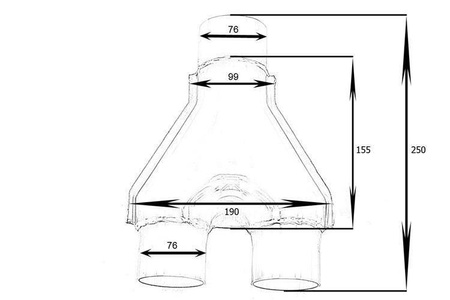 Y-Pipe raccord d’échappement 3-3"