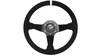 SLIDE steering wheel 350 mm suede hydrographic Silver Strip - sport, 90 mm offset 