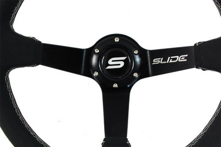 SLIDE steering wheel 350 mm leather black - 80 mm offset