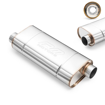 Marmitta Sportiva Passante EM003 Ellittica – Senza Stampatura, Universale, Acciaio Inossidabile T304