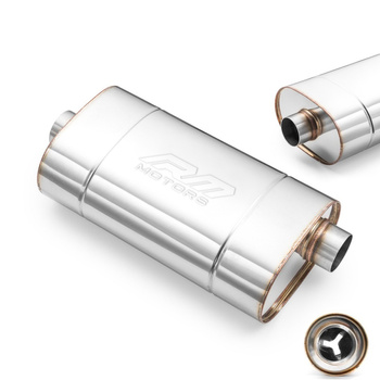 Sport Performance Exhaust Muffler E002 Elliptical – Embossed, Universal, Stainless Steel T304