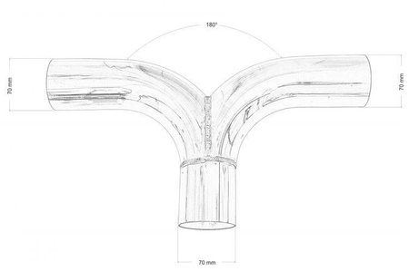 Auspuff-T-Stück 180° 70/70mm 304SS