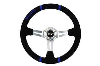 SLIDE steering wheel 350 mm leather blue - 90 mm offset