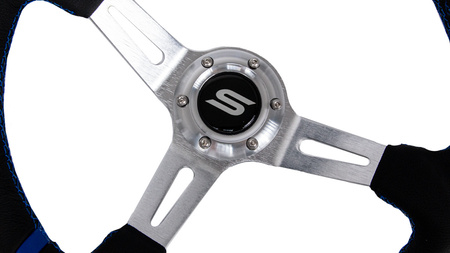 Volante SLIDE 350 mm pelle blu - offset 90 mm