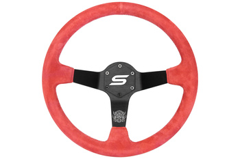 SLIDE steering wheel 350 mm suede red - sport, 90 mm offset