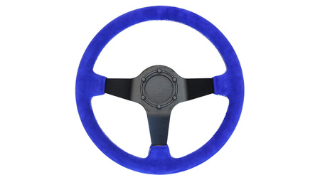 SLIDE steering wheel 350 mm suede blue - sport, 90 mm offset 