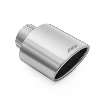 Oval rounded slant exhaust tip stainless steel satin KOZS77/100/63 with clamp