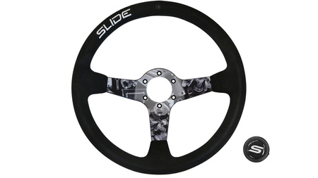 SLIDE steering wheel 350 mm suede hydrographic grey - sport, 90 mm offset