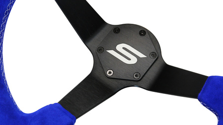 SLIDE steering wheel 350 mm suede blue - sport, 90 mm offset 