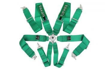 Arnés de competición 6 puntos 3" verde – réplica Takata, harness