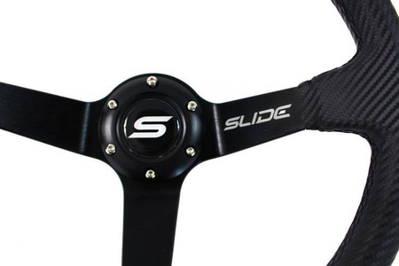 SLIDE steering wheel 350 mm carbon Yellow Strip - 90 mm offset