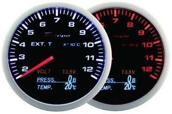 Manomètre 60mm 4en1 Température Échappement/Volt/Pression d'Huile/Température Depo WA