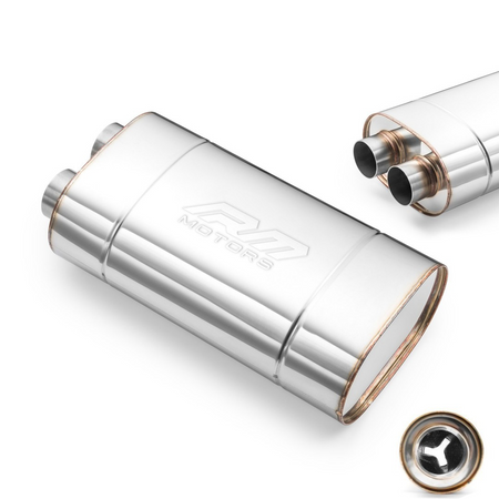 Marmitta Sportiva Passante E010 Ellittica – Stampata, Universale, Acciaio Inossidabile T304