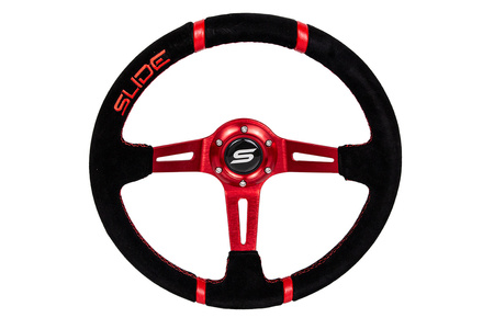 SLIDE steering wheel 350 mm suede red - 80 mm offset 