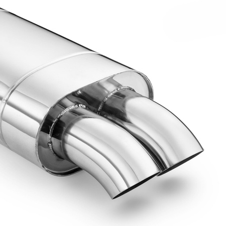 Universal elliptical muffler E104 2X50 with embossing