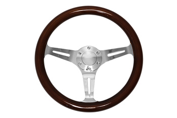 Volante 350 mm – madera, plata