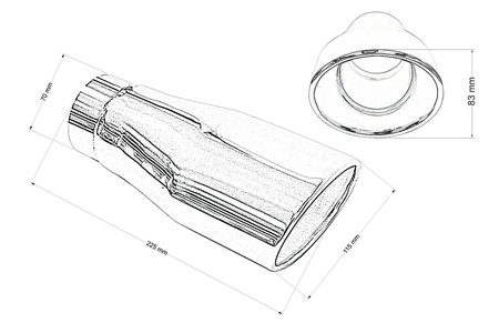 Sortie d’échappement 115×83 mm, entrée 70 mm – polie  