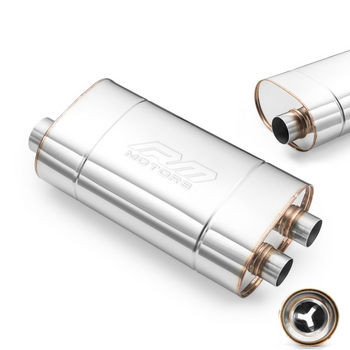 Silenciador Deportivo E005 Elíptico – Repujado, Universal, Acero Inoxidable T304