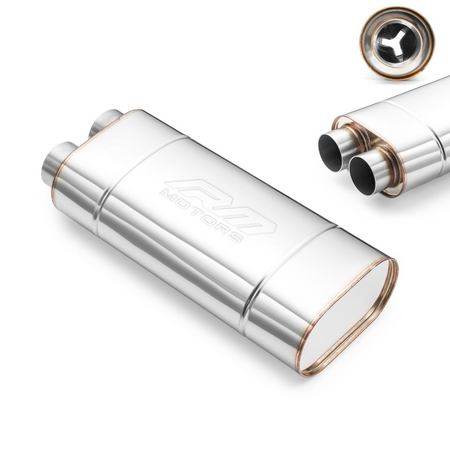 Silenciador Deportivo EM010 Elíptico – Repujado, Universal, Acero Inoxidable T304