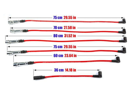 Cables de encendido Audi 90 100 200 A6 Coupe Volkswagen T4 83-95 rojo