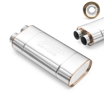 Marmitta Sportiva Passante EM010 Ellittica – Senza Stampatura, Universale, Acciaio Inossidabile T304