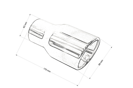 Exhaust tip 89 mm, inlet 63 mm – polished, burnt