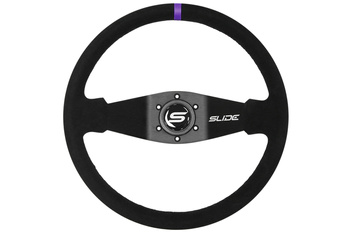 SLIDE steering wheel 350 mm suede black Purple Strip - 90 mm offset